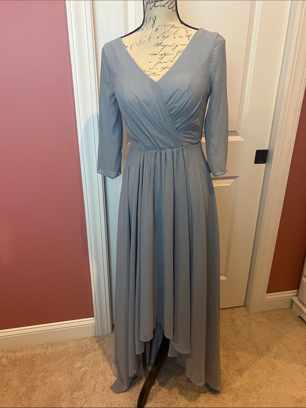 NWT Dusty Blue Chiffon Formal Prom Evening Gown NWT